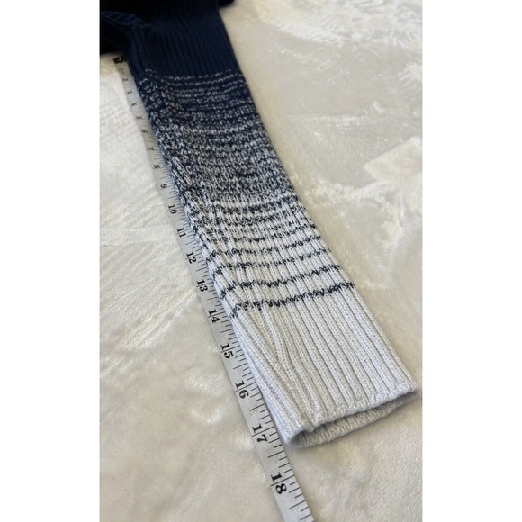 Chico's Women Cable Knit Cowel Neck Sweater Size 2 Large Blue Cotton Blend - Picture 5 of 6